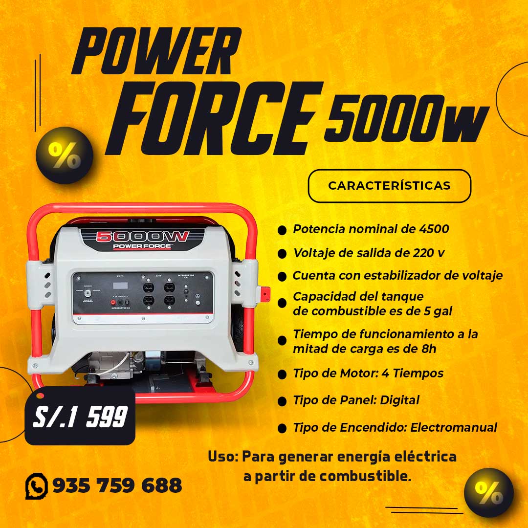 Venta de Generador Power Force 5000w 